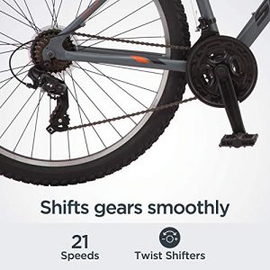 Schwinn High Timber AL Youth/Adult Mountain Bike, Aluminum Frame, 27.5-Inch Wheels, 21-Speed, Grey