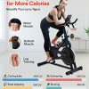 Exercise Bike for Home, UREVO Stationary Bike with Floor Mat and 4 Resistance Bands, Exercise Bikes with Comfortable Seat Cushion & Heart Rate Monitor, Spin Bikes with Ipad Holder & Bottle Holder