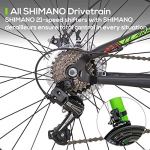 Hiland Full-Suspension 26 Inch Mountain Bike for Men Women Teenagers, Shimano 21 Speeds, Disc Brakes MTB Bicycle