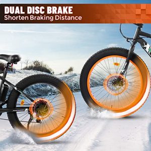 ECOTRIC Electric Powerful Bicycle 26“ Fat Tire Bike 500W 36V/12.5AH Battery EBike Moped Snow Beach Mountain Ebike Throttle & Pedal Assist (Orange)
