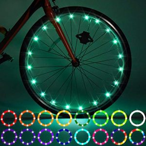 Waybelive 2 Pack LED Bike Wheel Light, Remote Control Bicycle Tire LED Light, Wheelchair Light, 16 Color Change by Yourself, Waterproof, Super Bright to Ride at Night, Good Gift for Kids(2 Tires)