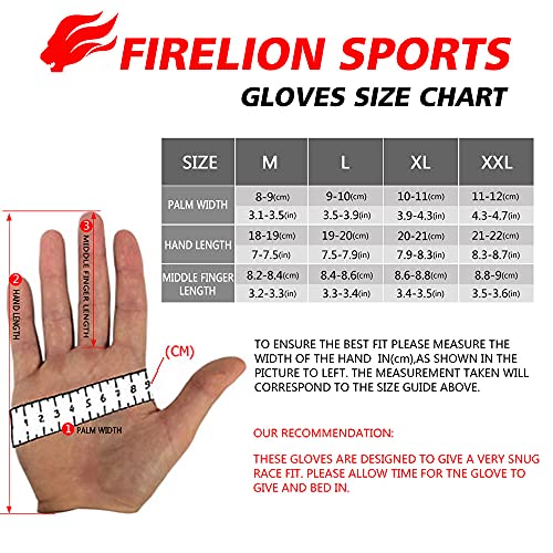 FIRELION Men/Women Bicycle Cycling Gloves,Full-Finger Anti-Skid Shock-Absorbing Outdoor MTB Downhill Off Road Gloves for Racing,Breathable and Touch-Screen Sports Bike Protective Gloves(Black,XXL)