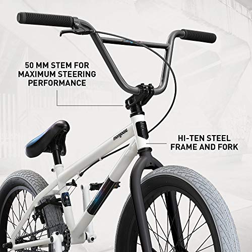 Mongoose Legion L40 Freestyle BMX Bike for Beginner-Level to Advanced Riders, Steel Frame, 20-Inch Wheels, White