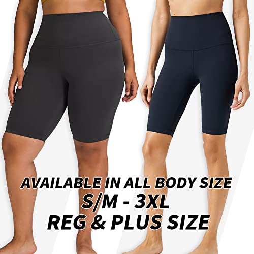 HLTPRO 3 Pack Biker Shorts for Women - High Waisted Buttery Soft 8" Womens Shorts Reg & Plus Size for Workout, Gym, Running