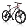 Outroad Mountain Bike 26-inch Wheel 21 Speed 3 Spoke Double Disc Brake Bicycle Suspension Fork Rear Anti-Slip Bike for Adult or Teens, Red