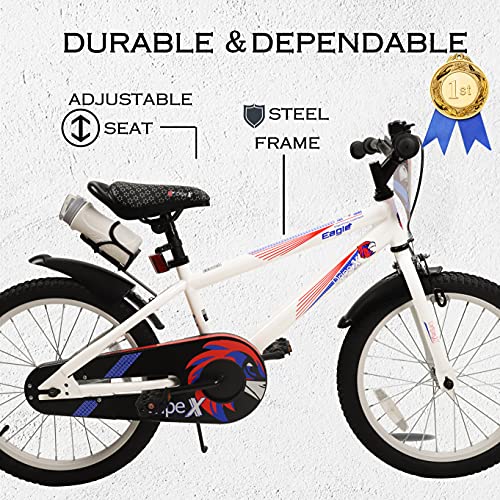 DRIPEX Boys Bike 20 inch Kids Bike 12/14/16/18 inch BMX Stytle for 3-10 Years Old Boy＆Girl Children Bicycle with Kickstand or Trainning Wheel,White KRA-1 (inch, 20 inch New)