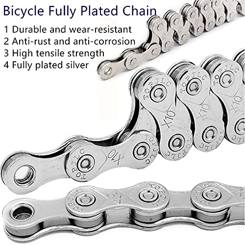 YBEKI Bike Chain 6/7/8 Speed Bicycle Chain 1/2 x 3/32 Inch 116 Links with 3 Links and Bike Link Plier