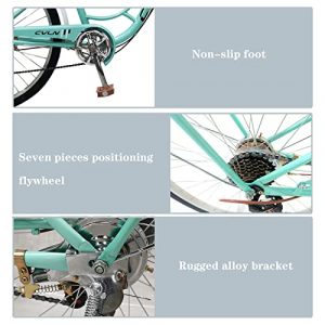 Beach Cruiser Bikes 26 inch Classic Retro Bicycles for Women 7 Speed Comfortable Commuter Bike for Leisure Picnics&Shopping, Road Bike,Women's Seaside Travel Bicycle with Baskets&Rear Racks (C)