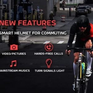 RENOLS Bluetooth Smart Helmet, Adult Bike Helmet with Dash Camera, Turn Signals Light& Speakers for Urban Commuting, Rechargeable Bicycle Helmet with Visor Men/Women(Black)