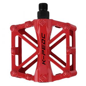 boruizhen Aluminium CNC Bike Platform Pedals Lightweight Road Cycling Bicycle Pedals for MTB BMX (Red)