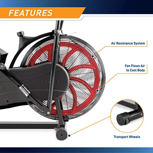 Marcy Fan Exercise Bike with Air Resistance System – Red and Black – NS-1000