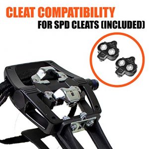 BV Bike Shimano SPD Compatible 9/16'' Pedals with Toe Clips (SPD Cleats included) - MTB/Spin/Indoor/Exercise/Peloton Bicycle Pedals