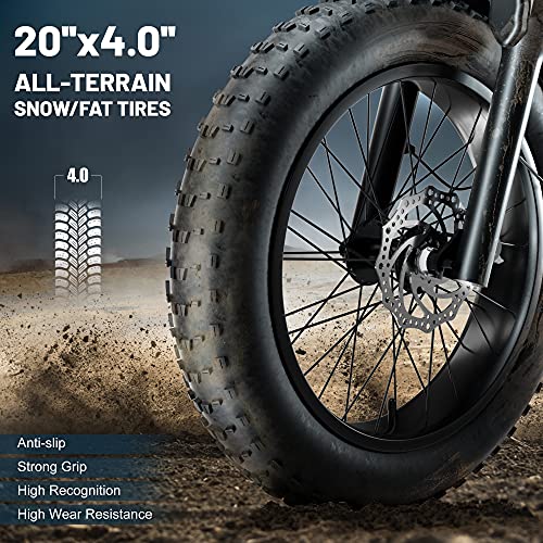 Electric Bike for Adults 750W 30MPH Hummer-S - 20’’ x 4.0’’ Snow Fat Tires Folding Ebike with Full Suspension, 48V/12AH Removable Battery Electric Bicycle with Shimano 8-Speed, Dual Hydraulic Brakes