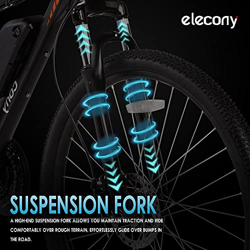 Elecony 27.5" Electric Bike, 350W Electric Commuter Mountain Bike, 20MPH Adult Ebike with Removable 36V 10Ah Battery, Professional Shimano 21 Speed Gears