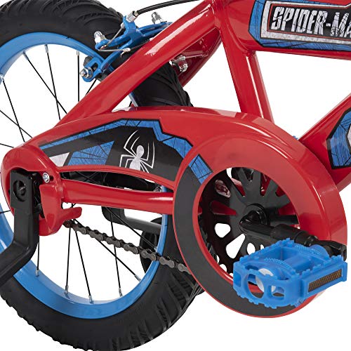 Huffy Marvel Spider-Man Kid Bike Quick Connect Assembly, Handlebar Plaque & Training Wheels, 16" Wheel, Red