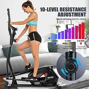 ANCHEER Elliptical Machine, Quiet & Smooth Driven Magnetic Elliptical Cross Trainer Machine with 10 Levels Resistance and 18lb Flywheel, Best Elliptical Exercise Machine for Home Gym Workout TP01