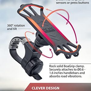 New 2021 Motorcycle & Bicycle Phone Mount - The Most Secure & Reliable Bike Phone Holder for iPhone, Samsung or Any Smartphone. Stress-Resistant and Highly Adjustable. +100 to Safeness & Comfort
