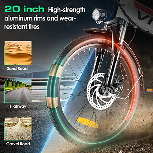 VIVI Folding Electric Bike for Adults 20" x 4.0 Fat Tire Electric Bicycle 500W/350W City Ebike 48V 10.4AH Adult Electric Bicycles with Removable Battery, Up to 50 Miles, Shimano 7-Speed Commuter Bike