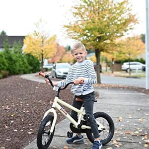 JOYSTAR 16 Inch Kids Bike for 4 5 6 7 Years Boys Girls Gifts Bikes Unisex Children Bicycles with Training Wheels BMX Style 85% Assembled Beige