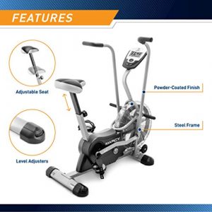 Marcy Exercise Upright Fan Bike for Cardio Training and Workout AIR-1 , black, 48.0' L x 25.0' W x 48.0' H