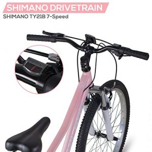Hiland 24 Inch Mountain Bike Shimano 7-Speed Pink