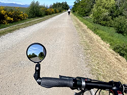 **2022 NEW** Hafny Multi-Adjustable Bar End Bike Mirror, HD Safe Blast-Resistance Glass Cycling Mirror, E-bike Mirror, Bicycle Rearview Mirror, HF-M952S-FR08 (Silver Glass)