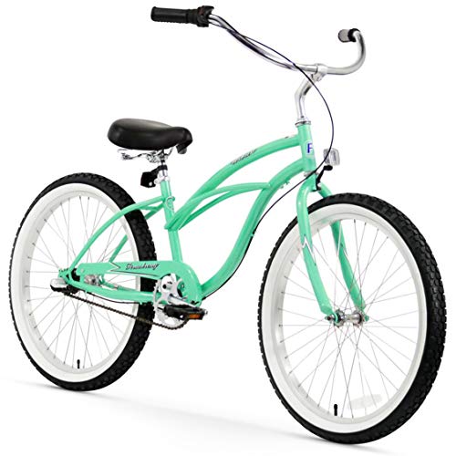 Firmstrong Urban Lady Seven Speed Beach Cruiser Bicycle, Mint Green w/Black Seat, 15.5 inch/Large, (15198)
