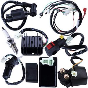 Complete Electrics Wiring Harness CDI Ignition Coil Solenoid Relay Spark Plug Kits For Chinese 4-Stroke ATV QUAD Dirt Bike 150cc 200cc 250cc Go Kart By OTOHANS AUTOMOTIVE