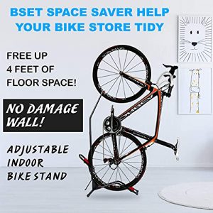 JAPUSOON Bike Stand Vertical Bike Rack,Upright Bicycle Floor Stand,Free Standing Adjustable Bike Garage Rack for Indoor Mountain/ Road Bike Storage,Saving Space-No Damage Wall,Fits Most 20''-27'' Bike