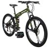 Eurobike G4 Mountain Bike 26 Inches 3 Spoke Dual Suspension Folding Bike 21 Speed MTB ArmyGreen