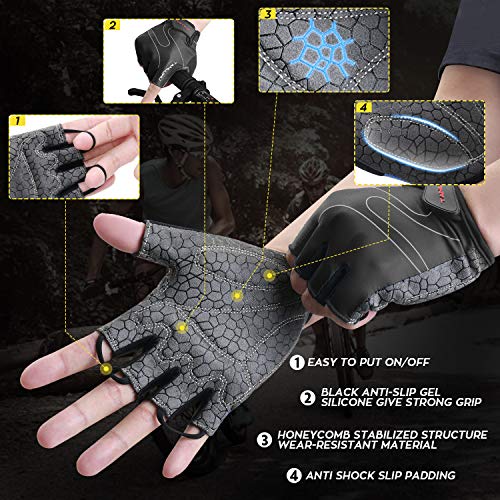 Tanluhu Cycling Gloves Mountain Bike Gloves Half Finger Road Racing Riding Gloves Breathable Shock-Absorbing Biking Gloves for Men and Women