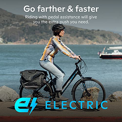 Schwinn Kettle Valley Adult Electric Bike, 18.5-Inch Aluminum Frame, 7 Speed, 700c Wheels, 375Wh Battery, Gloss Black
