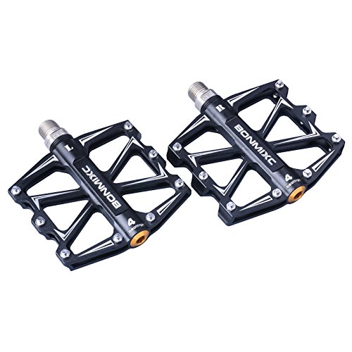 BONMIXC Mountain Bike Pedals Flat Road Bike Pedals Sealed Bearing Lightweight Bicycle Pedals 9/16-in Thread (Black)