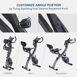 Exercise Bike-Indoor Cycling Stationary Bike Folding Magnetic Upright Bike Recumbent 3-in-1 Fitness Bike with Pulse Sensor for Adult Teenager Woman LCD Monitor and Arm Resistance Bands Suitable for Home Use