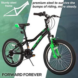 Hiland 20 Inch Kids Mountain Bike Shimano 7 Speed for Ages 5-9 Years Old Boys Girls Black
