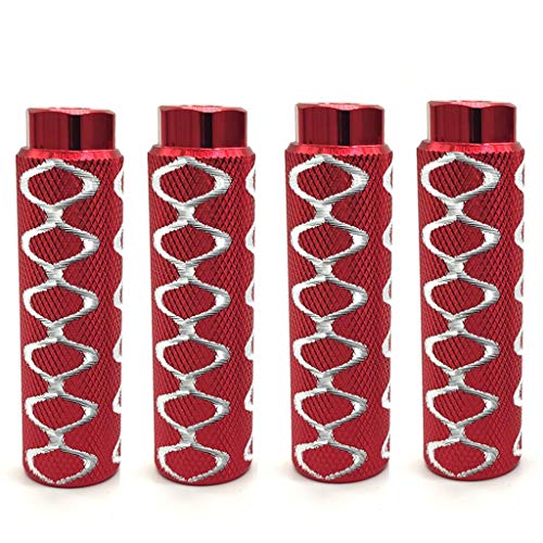 Mantain 4 PCS Bike Pegs 4" Length Aluminum Alloy Cylinder Anti-Skid Special Design Bicycle Foot Pegs Fit 3/8 inch Axles (Red)