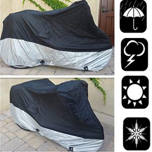 Bike Cover Adult Tricycle Cover Waterproof Bicycle/Motorcycle Storage Cover, Heavy Duty Ripstop Material & Anti-UV, Protect Your Bike from Rain, Dust, Debris Sun for Outdoors Indoors (silver-black)