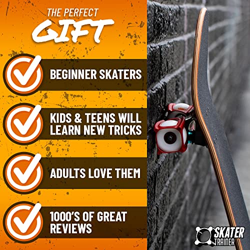 Easter Basket Stuffer [Skater Trainers] Skateboarding Training Accessories-Learn Skate Tricks Faster & Safer-Works on Any Skateboard - Beginners Kids Teens Adults Boys & Girls - Red (4 Pack)