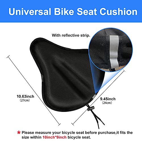 ZEJUN Gel Bike Seat Cover, Comfort Wide Bike Seat Cushion Cover For Women Men, Extra Soft Silicone Bicycle Saddle Pad, Bike Seat Covers Fits Cruiser Mountain Road Stationary Bikes, Indoor Cycling