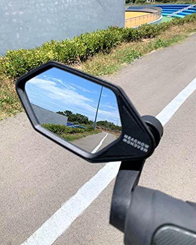 MEACHOW 2022 New Bar End Bike Mirror, Crystal UHD Automotive Grade Glass Lens E-Bike Mirrors, Scratch Resistant, Safe Rearview Mirrors, (Silver Left Side) ME-022LS