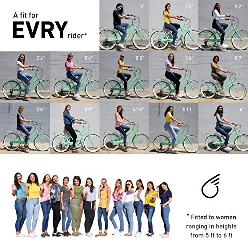 sixthreezero EVRYjourney Steel Women's Hybrid Bike with Rear Rack, 26 Inches, 7-Speed, Navy, Navy w/Brown Seat/Grips