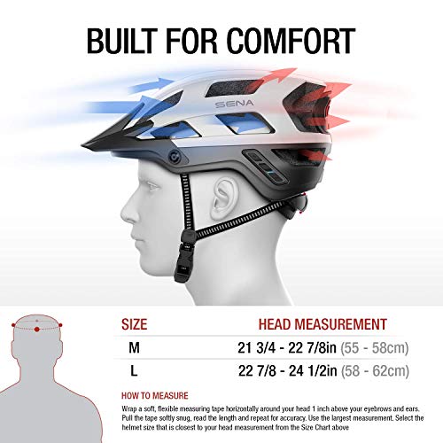 Smart Communications Mountain Bike Helmets - Sena M1 / M1 EVO (M1, Matte White, Large)