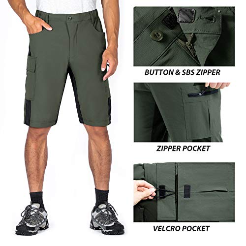 Cycorld Mountain-Bike-Shorts-Mens-Padded MTB Biking Baggy Cycling Short Padding Liner with Zip Pockets(Green,Large)