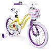 Kids Bike, Dripex Girls Bike with Training Wheels Kickstand for 5-13 Years Kids, Princess Freestyle BMX Kids Bicycle with Basket Handbrake&Coaster Toddler Cycle Bikes, Purple Yellow, 18 20 Inch