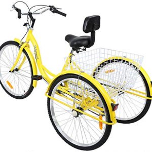 Iglobalbuy 26 Inch Adult Tricycles Series 7 Speed 3 Wheel Bikes for Adult Tricycle Trike Cruise Bike Large Size Basket for Recreation, Shopping,Exercise Men's Women's Bike
