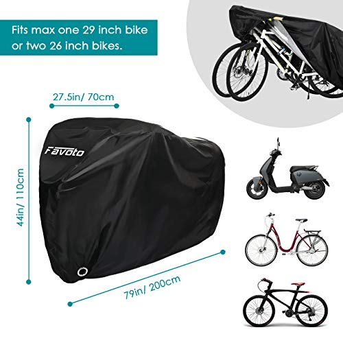 Favoto Bike Cover Waterproof Outdoor Bicycle Cover Thicken Oxford 29 Inch Windproof Snow Rustproof with Lock Hole Storage Bag for Mountain Road Bike City Bike Beach Cruiser Bike, Black