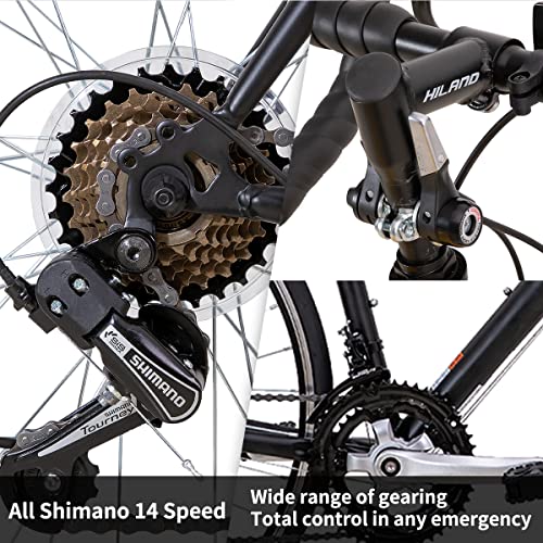 Hiland Road Commuter Bike 700C Wheels 14 speeds Shimano Racing Bike for Men Womens