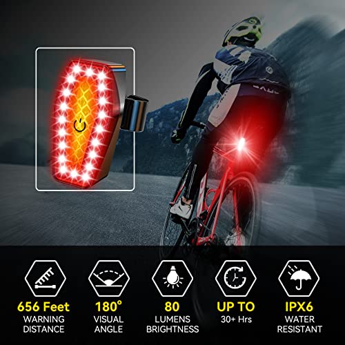 Bike Tail Light 2 Pack, Bicycle Rear Light Rechargeable Safety Light, Super Bright LED Red Warning Light, 6 Light Mode Waterproof Bike Lights for Night Riding, Pet Collars, Running, Bike Lovers