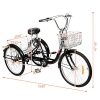 PEXMOR Adult Tricycle, 7 Speed Trike Cruise Bike with 26"/24" Wheels, 3 Wheeled Bike with Foldable Front and Rear Basket Adjustable Height Seat for Recreation, Shopping, Picnic, Exercise (26", Black)
