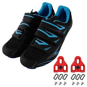 Venzo Bike Bicycle Women's Road Cycling Riding Shoes - Compatible with Peloton Shimano SPD & Look ARC Delta - Perfect for Indoor Road Racing Indoor Exercise Bikes in Blue 41